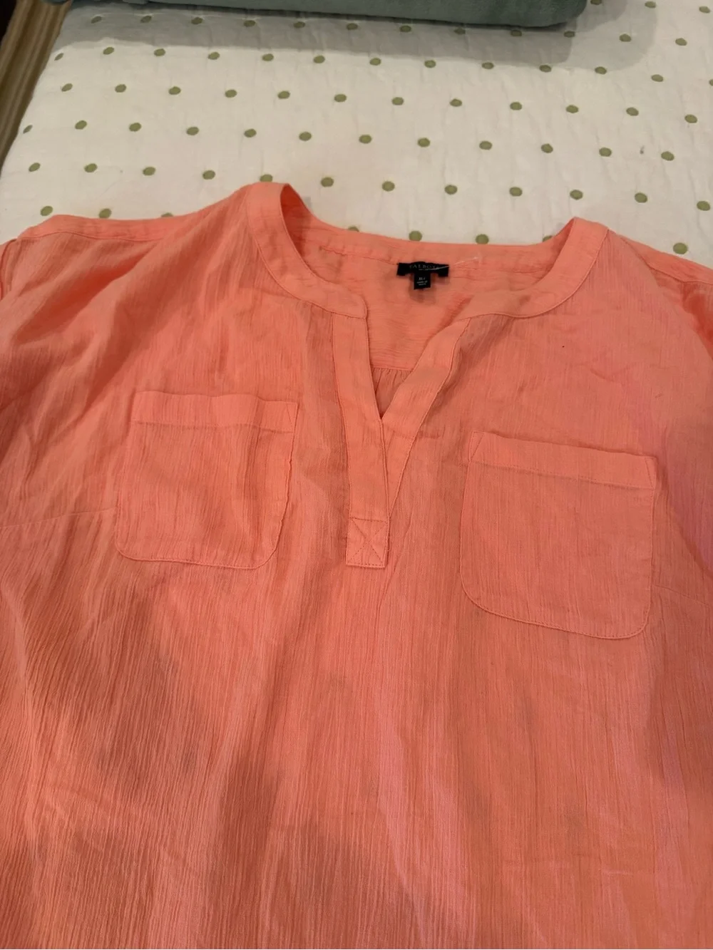 Talbots Peach Short-Sleeve V-Neck Blouse